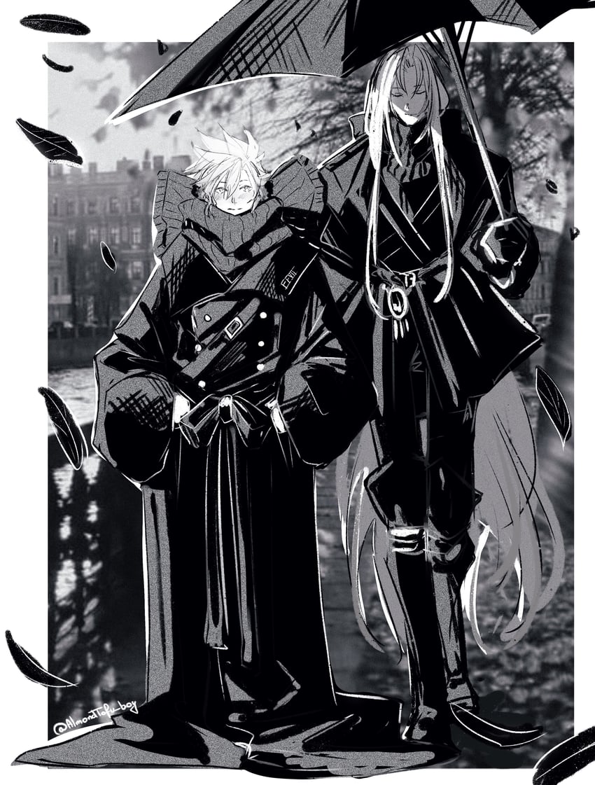 cloud strife and sephiroth (final fantasy and 1 more) drawn by almondtofu_boy