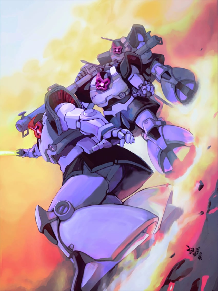dom and black tri-stars (gundam and 1 more) drawn by moroboshi_danshaku