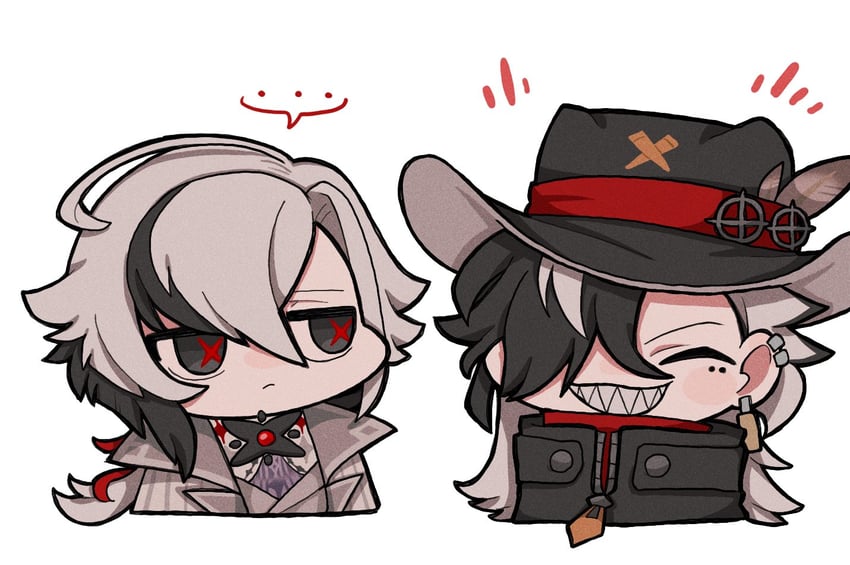 arlecchino and boothill (genshin impact and 3 more) drawn by zunusama