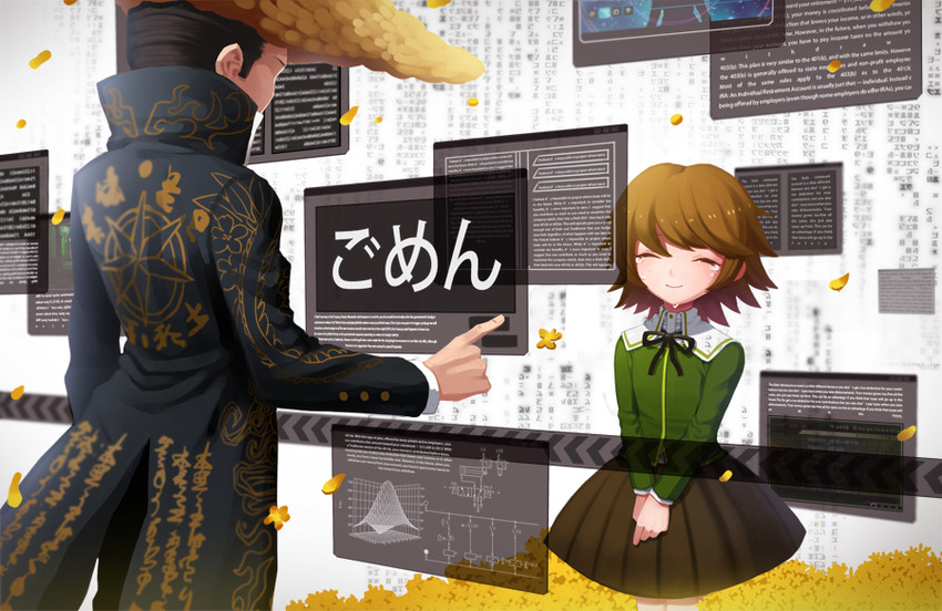 fujisaki chihiro and owada mondo (danganronpa and 1 more) drawn by h5we31
