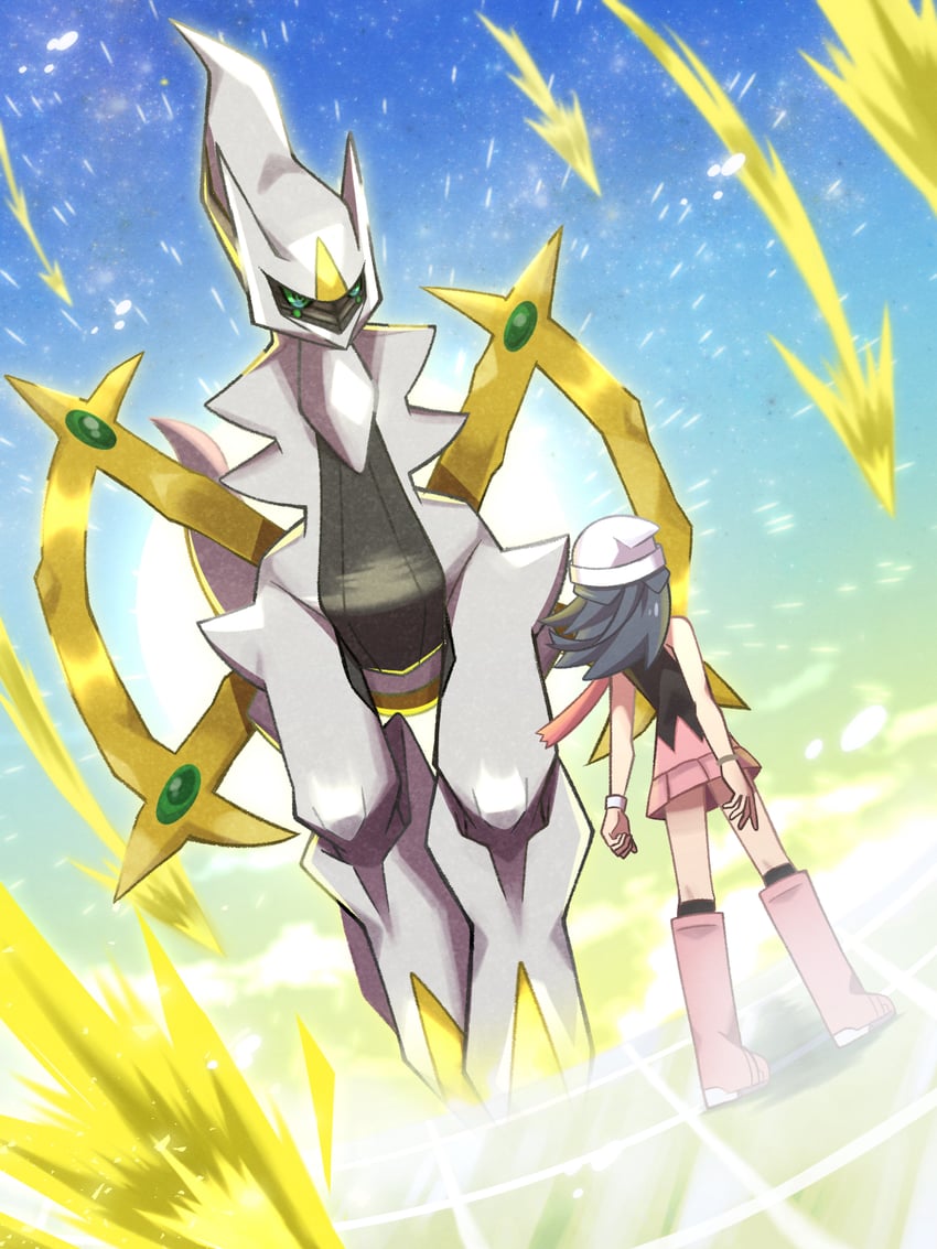 dawn and arceus (pokemon and 2 more) drawn by inana_umi