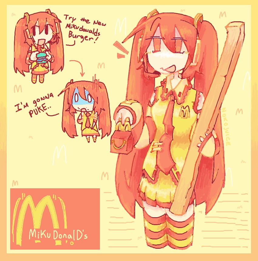 hatsune miku and ronald mcdonald (vocaloid and 1 more) drawn by nokojuice