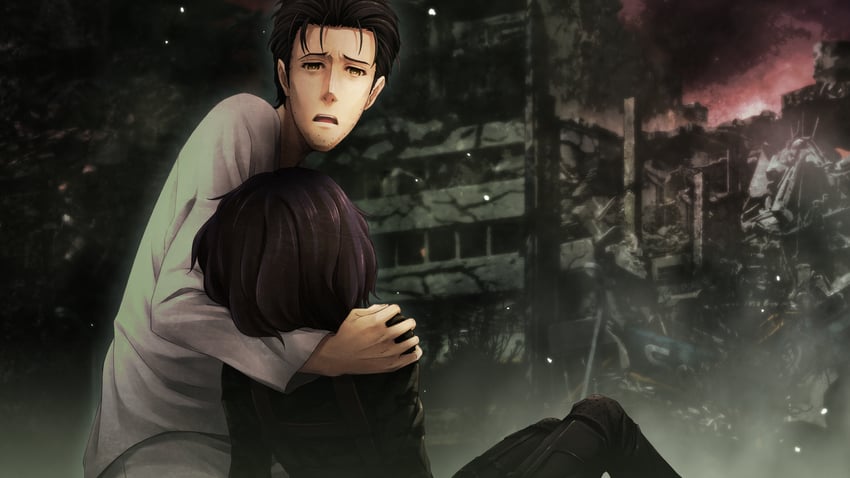 okabe rintarou and urushibara luka (original and 2 more) drawn by huke