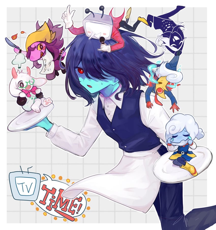 ralsei, ant tenna, rouxls kaard, elnina, lanino, and 2 more (deltarune) drawn by soratake_53