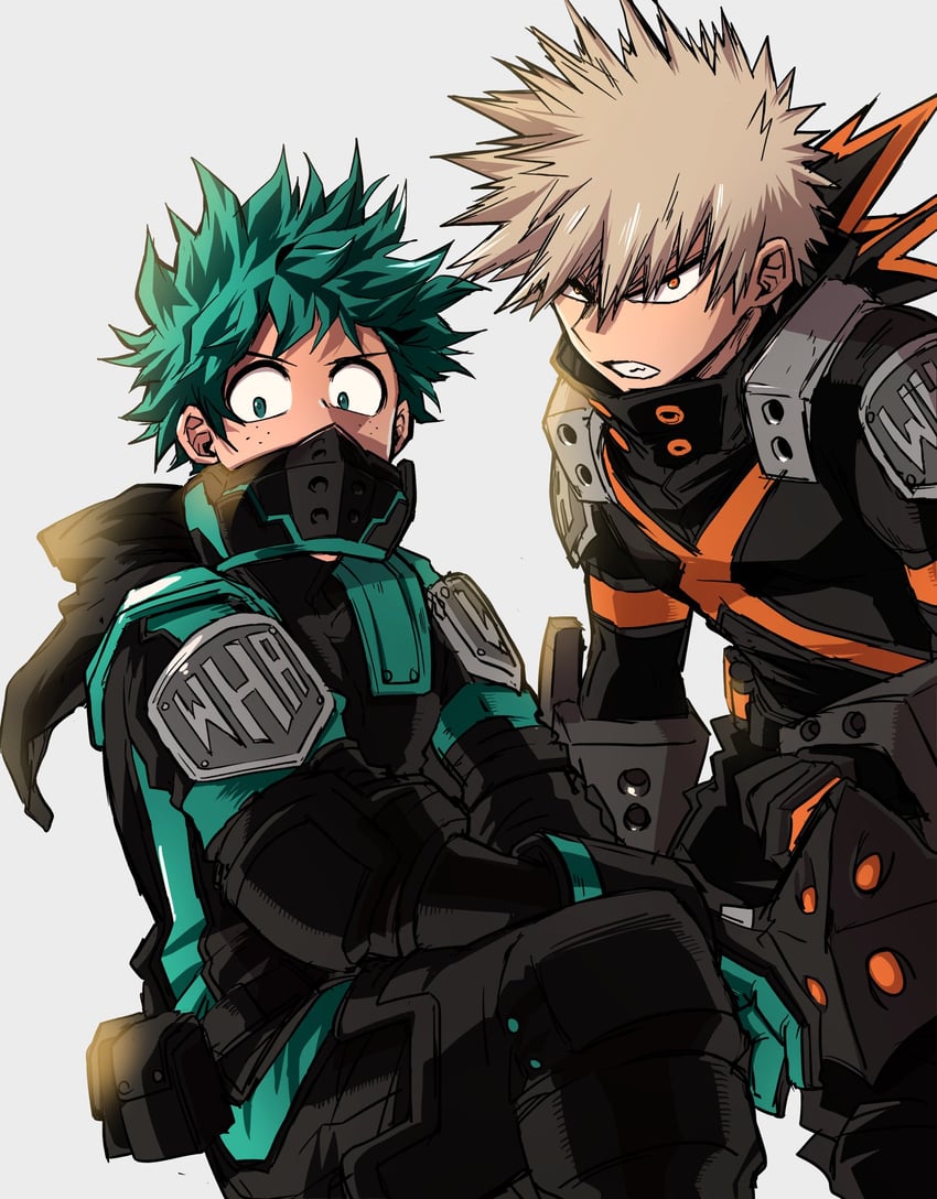 midoriya izuku and bakugou katsuki (boku no hero academia) drawn by chiyaya