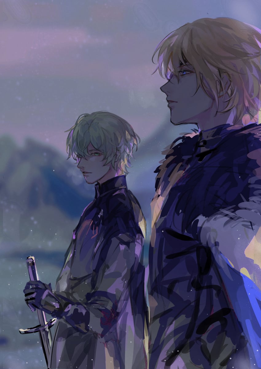 dimitri alexandre blaiddyd and male byleth (fire emblem and 1 more) drawn by wly169168