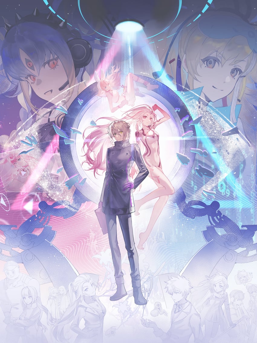 okiura mizuki, aiba, ryuki kuruto, tama, sagan iris, and 9 more (ai the somnium files and 1 more) drawn by illowine