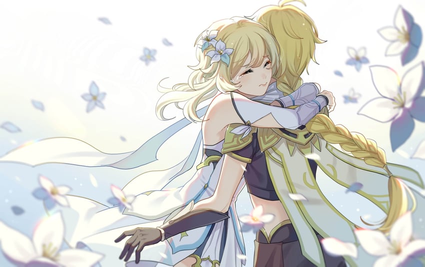 lumine and aether (genshin impact) drawn by guang_ying_ying_ying_ying_ying