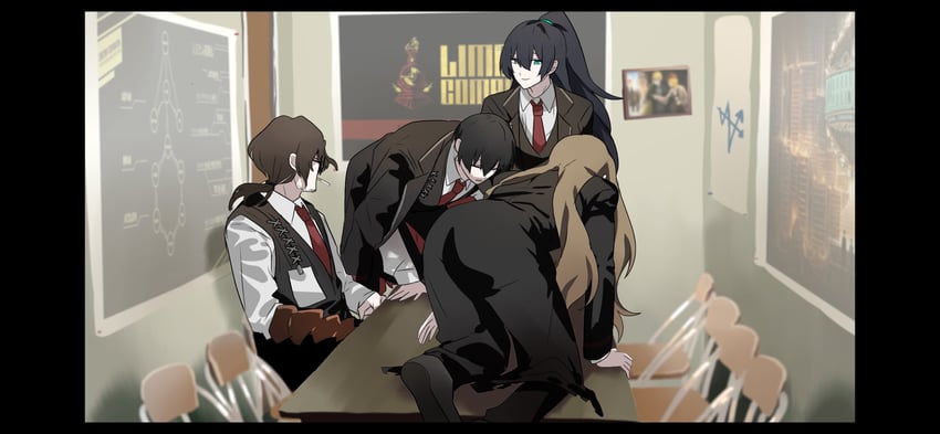 yi sang, hong lu, gregor, and rodion (chainsaw man and 4 more) drawn by shiba_prmn