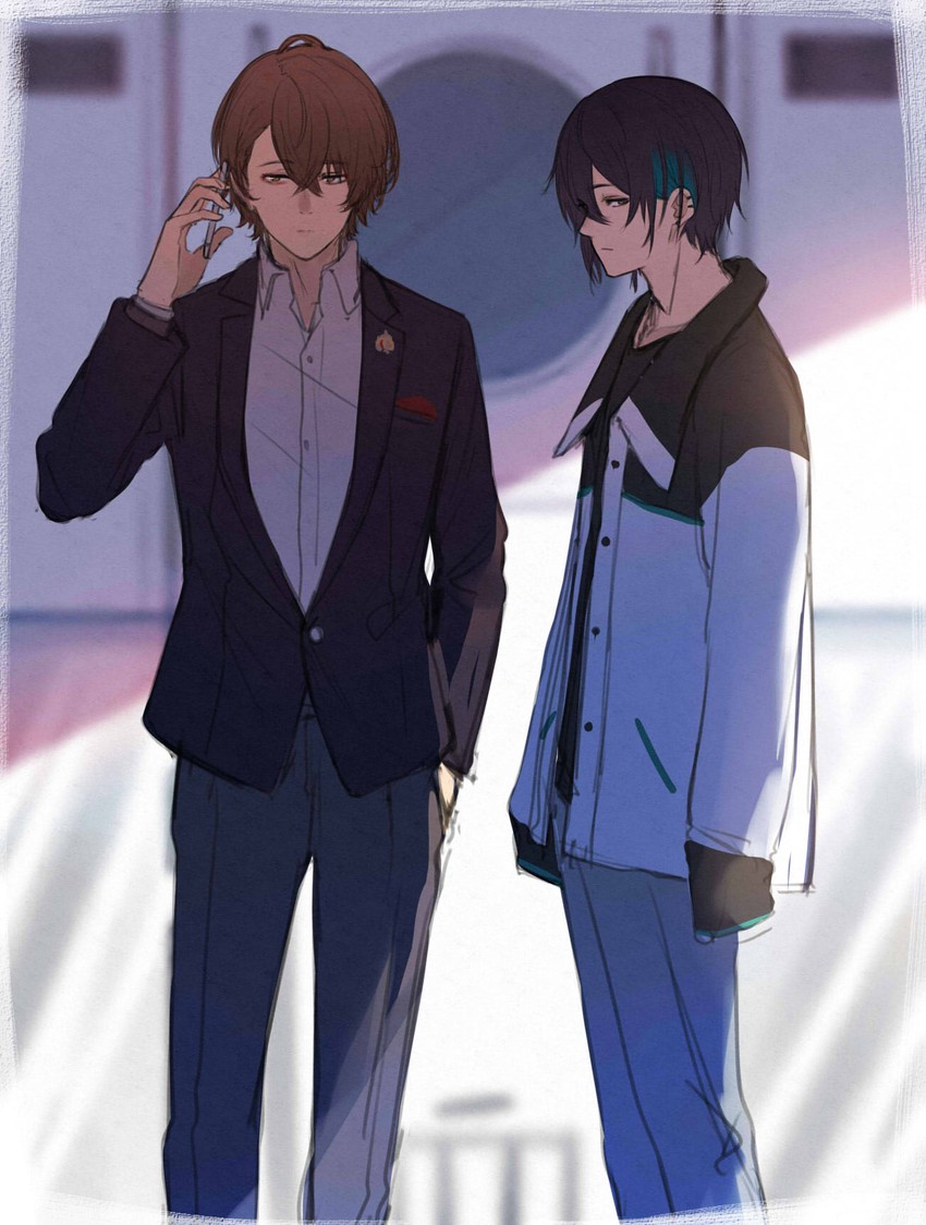 kagami hayato and mayuzumi kai (nijisanji) drawn by isshiki_(ffmania7)