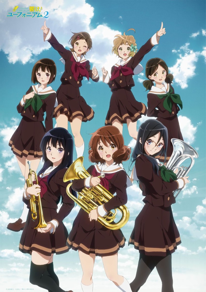 oumae kumiko, kousaka reina, tanaka asuka, kawashima sapphire, nakaseko kaori, and 2 more (hibike! euphonium) drawn by ikeda_shouko