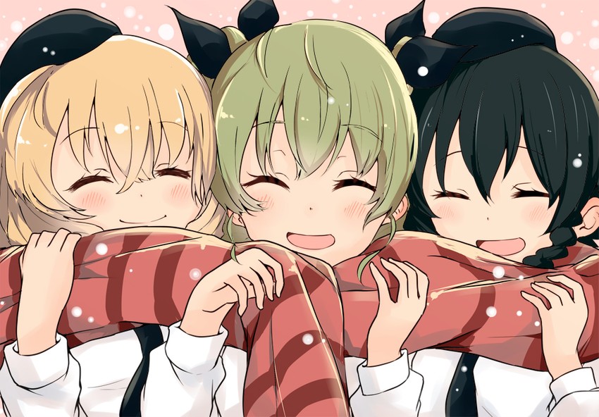 anchovy, pepperoni, and carpaccio (girls und panzer) drawn by barashiya