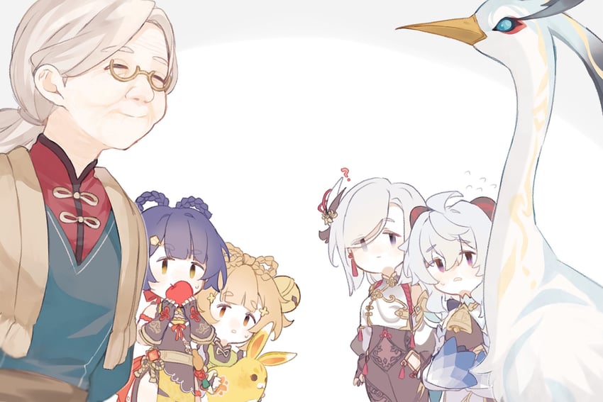 ganyu, shenhe, xiangling, xianyun, yaoyao, and 3 more (genshin impact) drawn by kun_(user_ahgn2825)