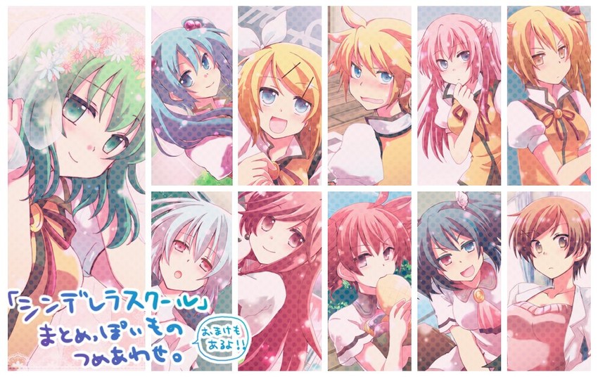 hatsune miku, kagamine rin, kagamine len, megurine luka, kasane teto, and 6 more (vocaloid and 2 more) drawn by kousetsu