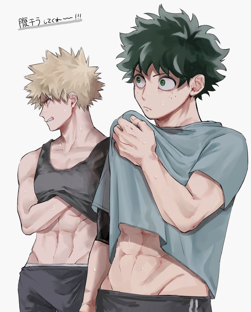 midoriya izuku and bakugou katsuki (boku no hero academia) drawn by hapi_gk