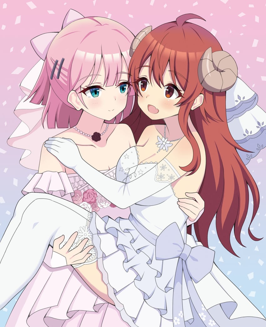 yoshida yuuko and chiyoda momo (machikado mazoku) drawn by kukokoko_(ukan2253)