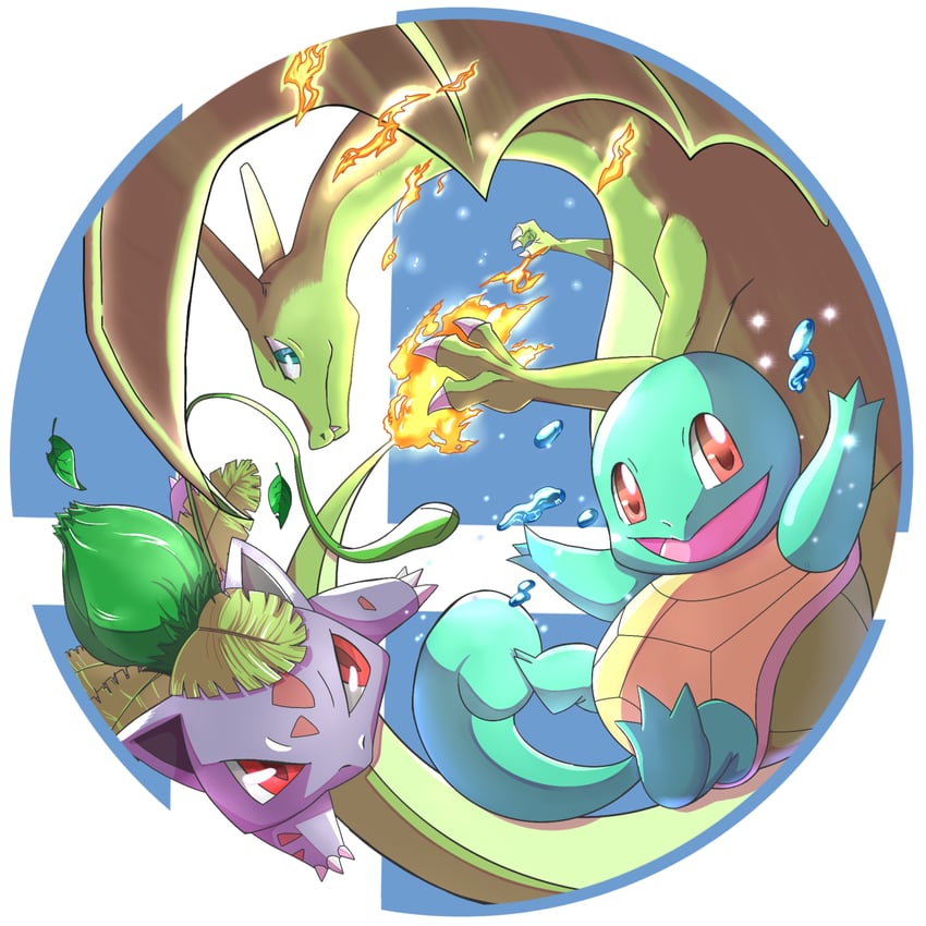 charizard, squirtle, and ivysaur (pokemon and 1 more) drawn by suparna0217