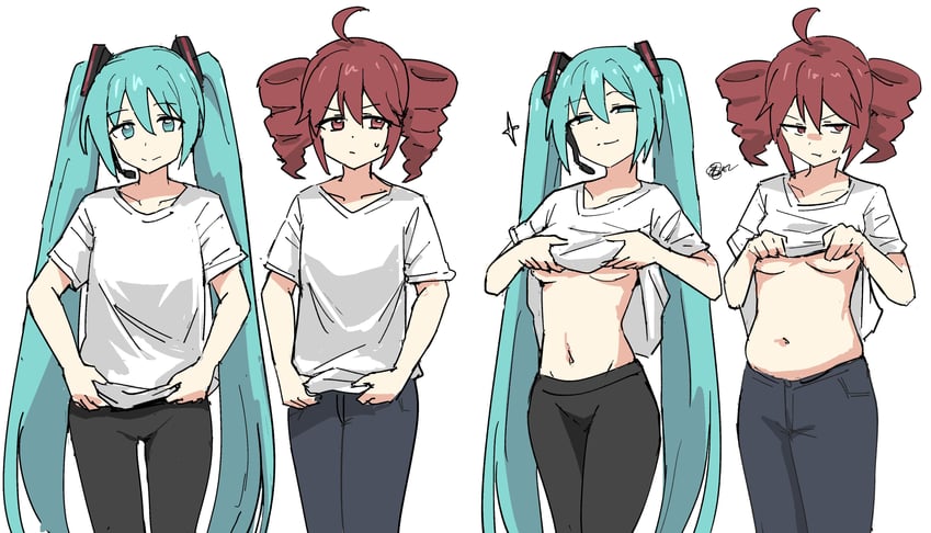 hatsune miku and kasane teto (vocaloid and 1 more) drawn by tenten_(chan4545)
