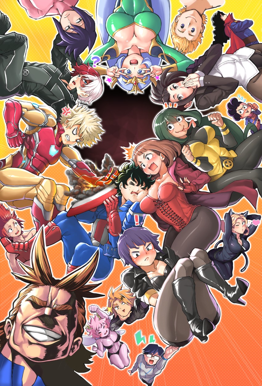midoriya izuku, bakugou katsuki, uraraka ochaco, todoroki shoto, asui tsuyu, and 24 more (boku no hero academia and 2 more) drawn by yaobin_yang