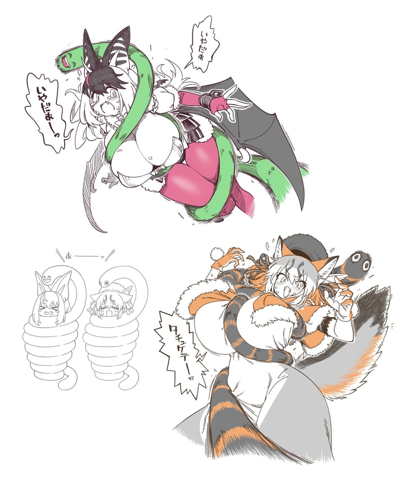 island fox and brown long-eared bat (kemono friends and 2 more) drawn by yoshida_hideyuki