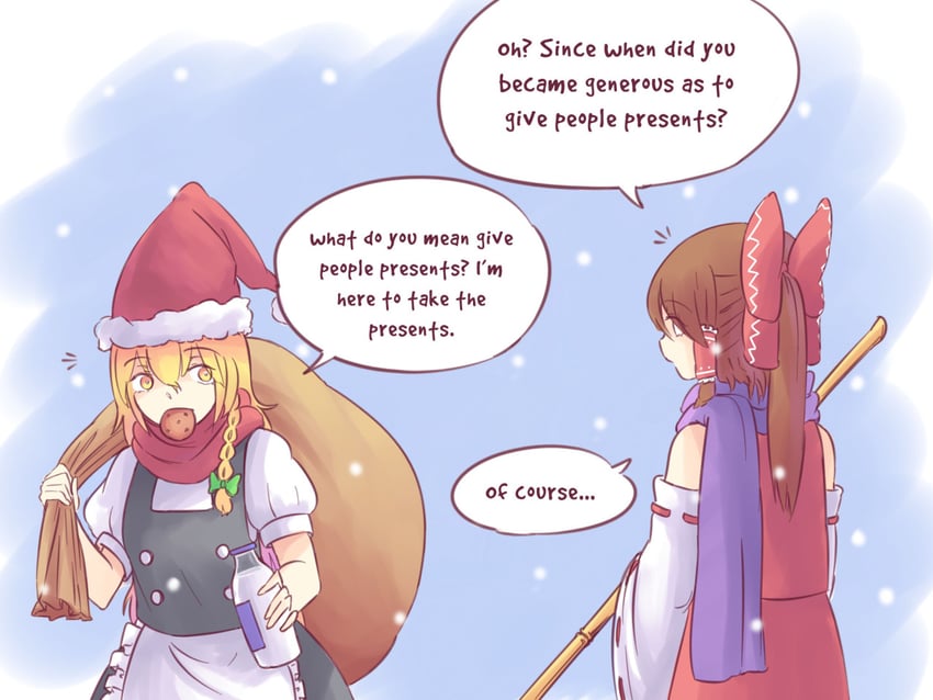 hakurei reimu and kirisame marisa (touhou) drawn by yoruny