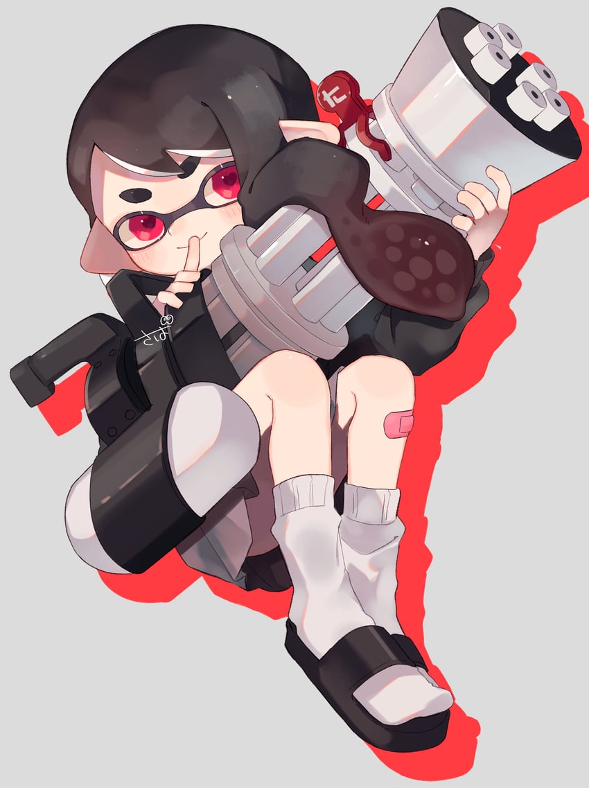 inkling player character and inkling girl (splatoon) drawn by sabata_saba