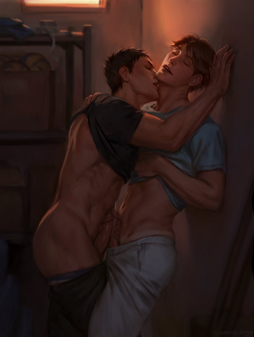 oikawa tooru and iwaizumi hajime (haikyuu!!) drawn by annas_anya