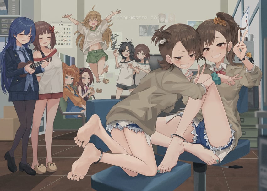 producer, hoshii miki, kisaragi chihaya, amami haruka, kikuchi makoto, and 6 more (idolmaster) drawn by laki