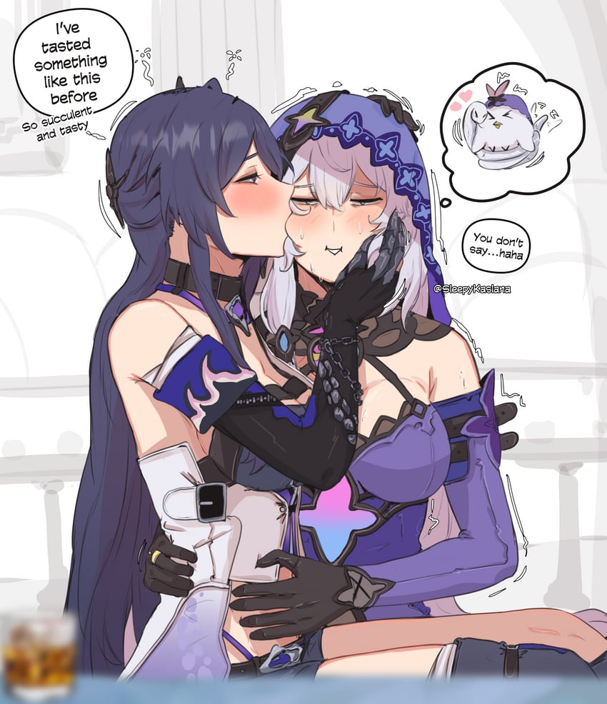 acheron and black swan (honkai and 1 more) drawn by sleepy_kaslana