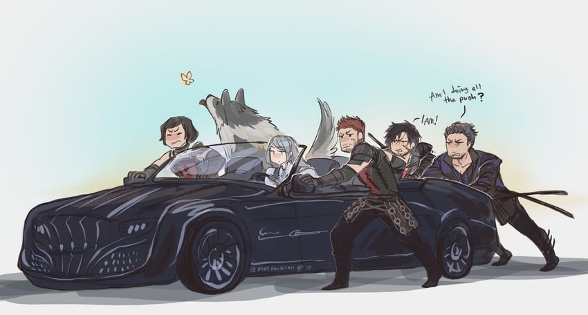 clive rosfield, jill warrick, torgal, cidolfus telamon, tyler, and 1 more (final fantasy and 2 more) drawn by mintfoxmimi