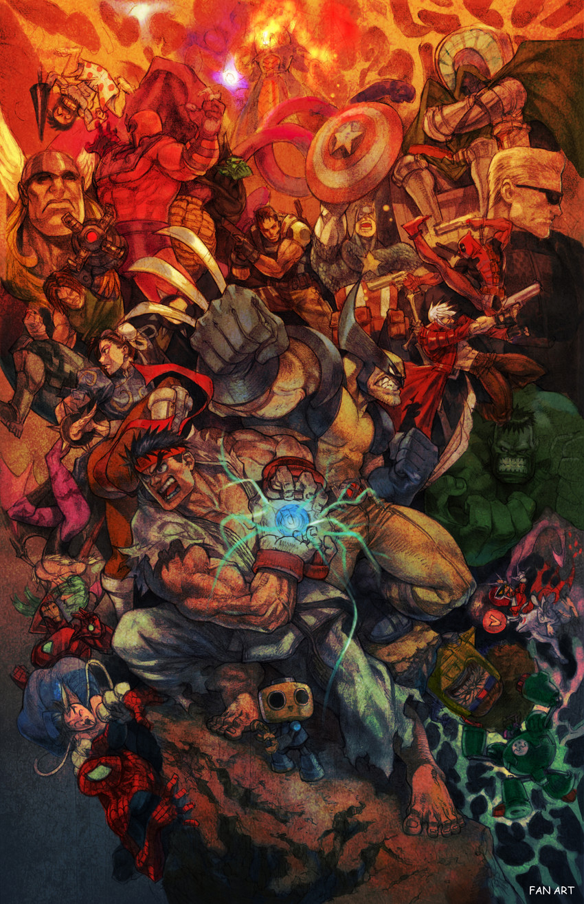 chun-li, morrigan aensland, ryu, dante, felicia, and 23 more (street fighter and 18 more) drawn by khuntry