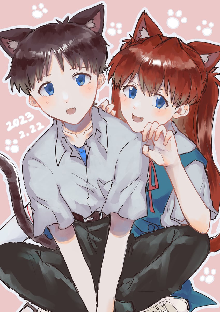 souryuu asuka langley and ikari shinji (neon genesis evangelion) drawn by yurumenoika_eva