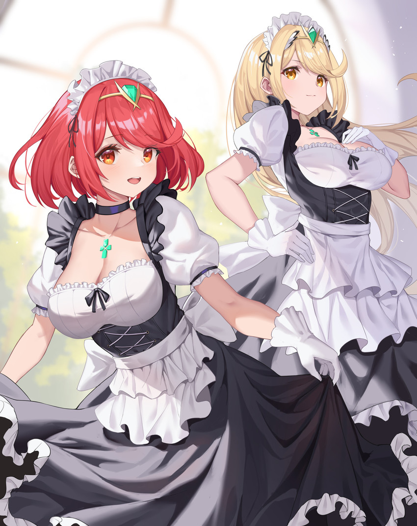 pyra and mythra (xenoblade chronicles and 1 more) drawn by roi_(liu_tian)