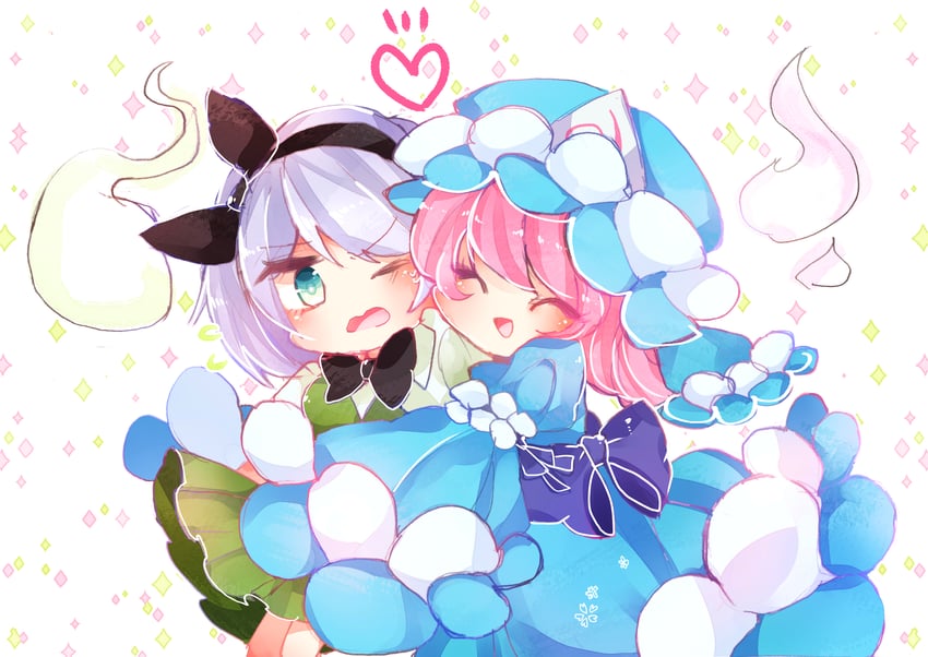 konpaku youmu and saigyouji yuyuko (touhou) drawn by ratto_(mobilis_1870)