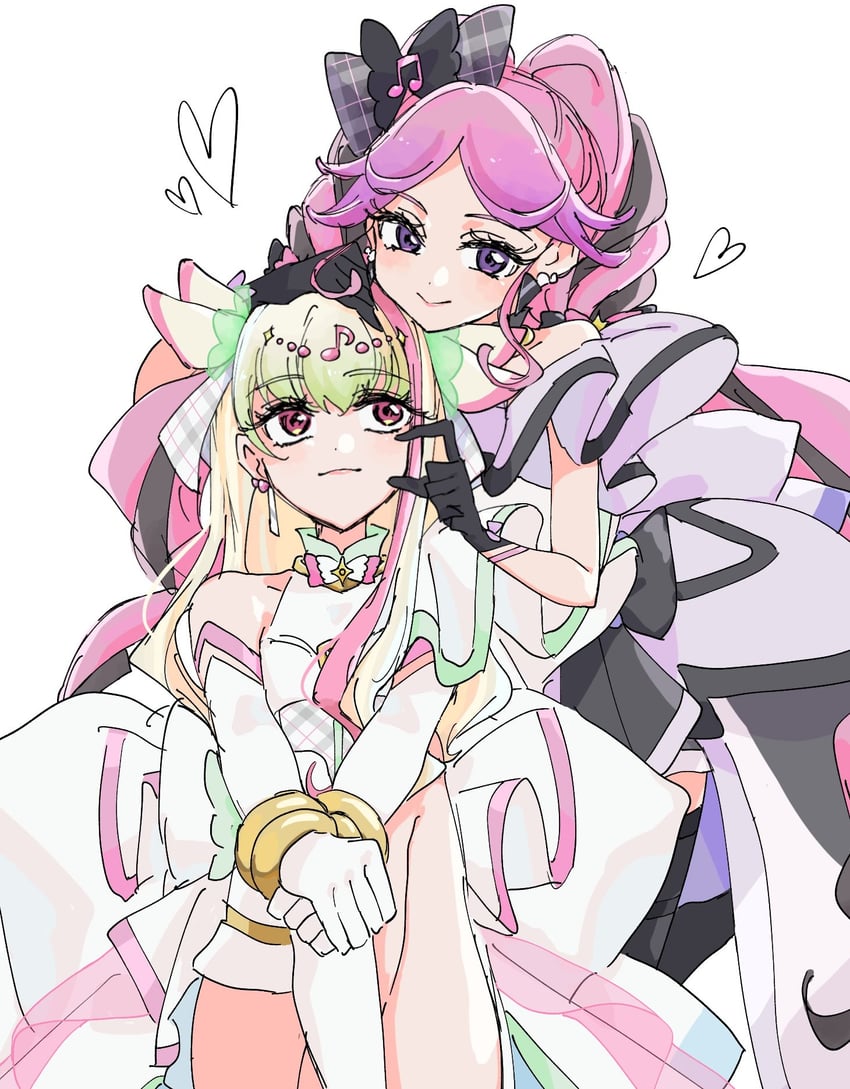 purirun, meroron, cure zukyuun, and cure kiss (precure and 1 more) drawn by lemonade_cn