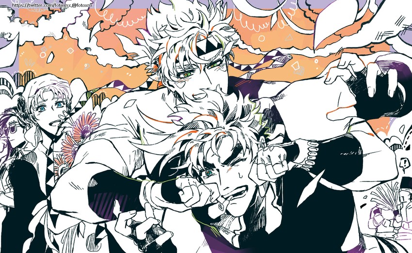 joseph joestar, caesar anthonio zeppeli, lisa lisa, suzi q, messina, and 1 more (jojo no kimyou na bouken and 1 more) drawn by nigelungdayo