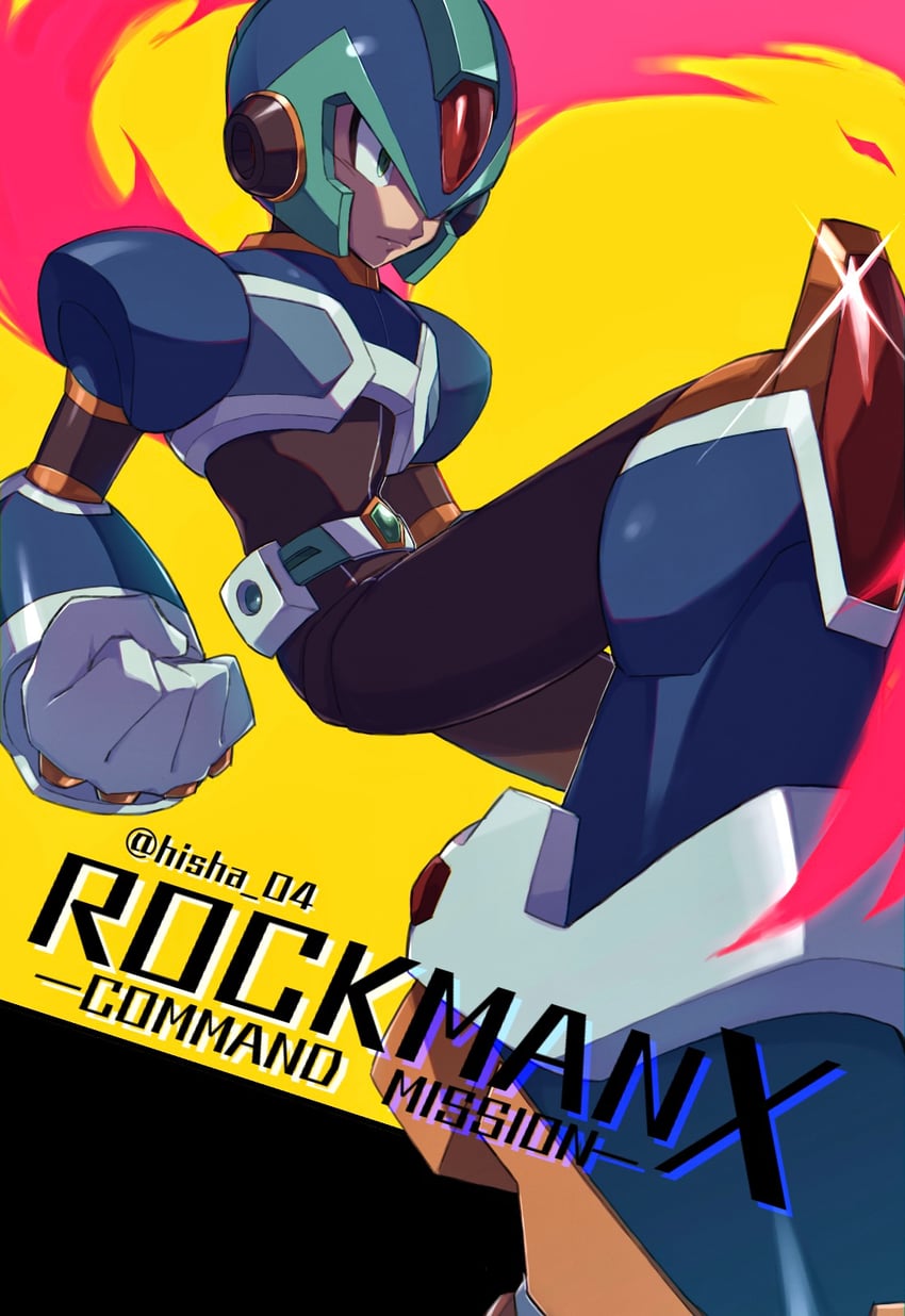 x (mega man and 2 more) drawn by vani_(hisha_04)
