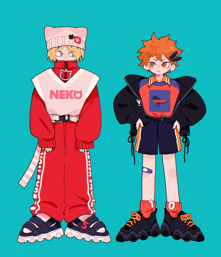 hinata shouyou and kozume kenma (haikyuu!!) drawn by nasi_w2