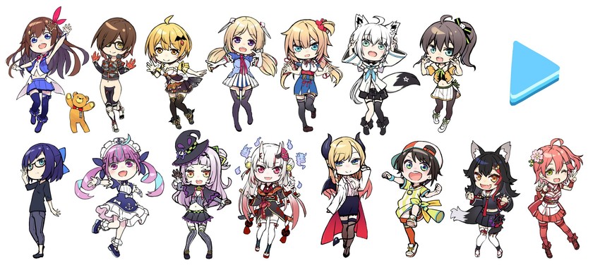 shirakami fubuki, minato aqua, sakura miko, ookami mio, oozora subaru, and 11 more (hololive) drawn by tokumaro