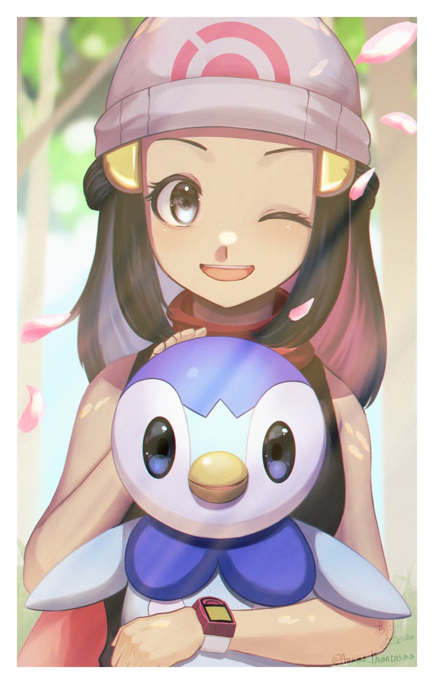 dawn and piplup (pokemon and 1 more) drawn by amazuya_azuma