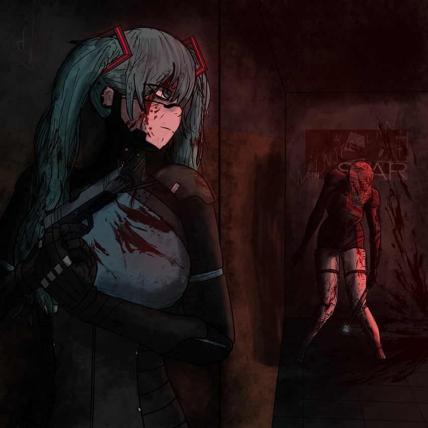 hatsune miku, elster, and corrupted star (vocaloid and 1 more) drawn by winterflan