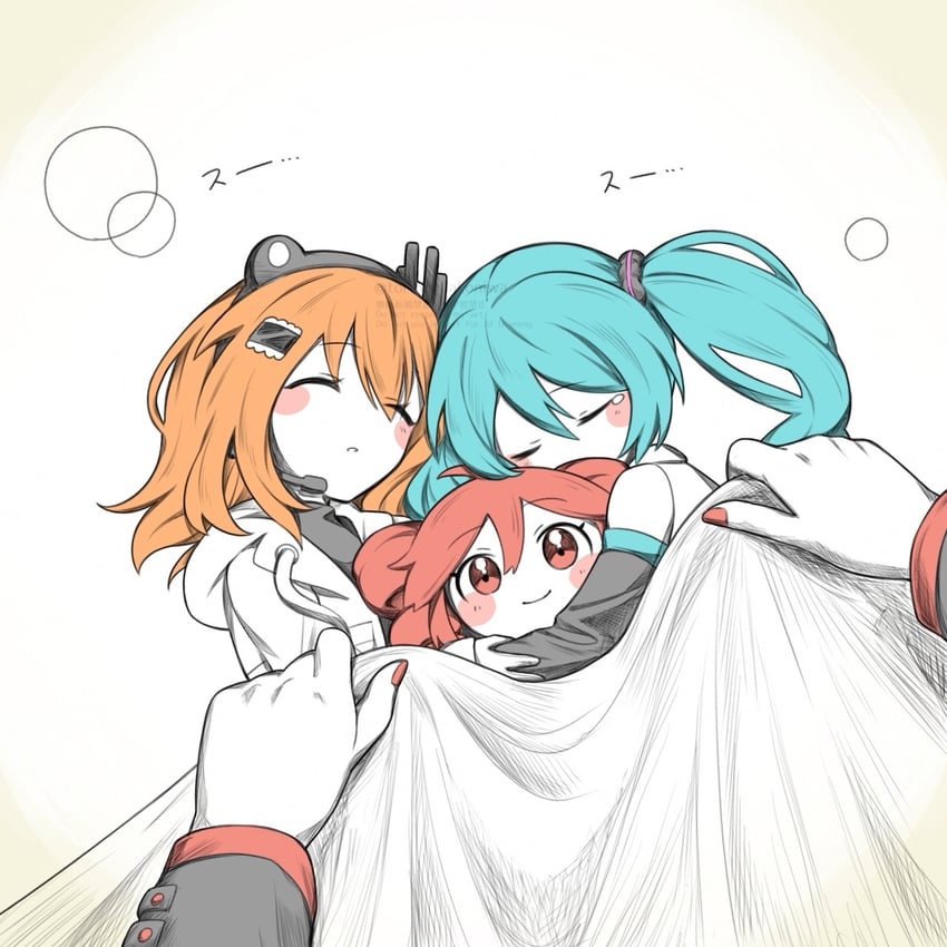 hatsune miku, kasane teto, and adachi rei (vocaloid and 2 more) drawn by amau_totori