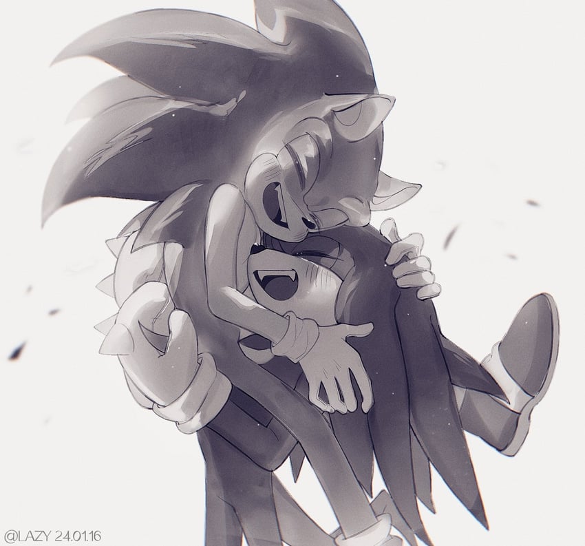 sonic the hedgehog and knuckles the echidna (sonic) drawn by lazy_kun