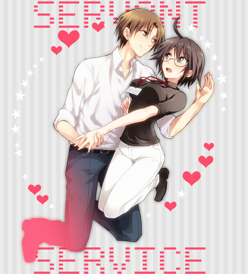 yamagami lucy and hasebe yutaka (servant x service) drawn by kujou_negita