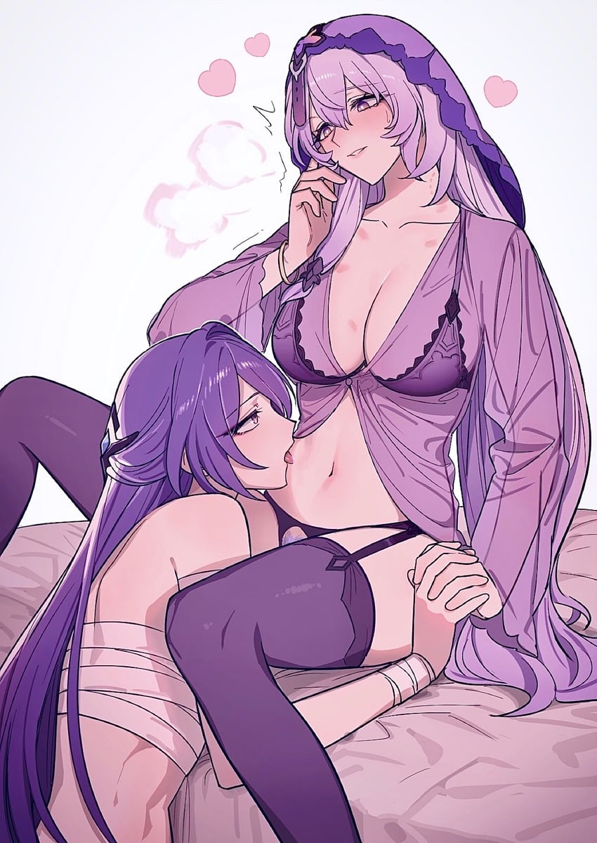 acheron and black swan (honkai and 1 more) drawn by ikarin