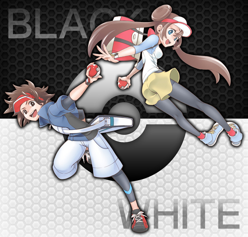 rosa and nate (pokemon and 1 more) drawn by yukke_(fh)