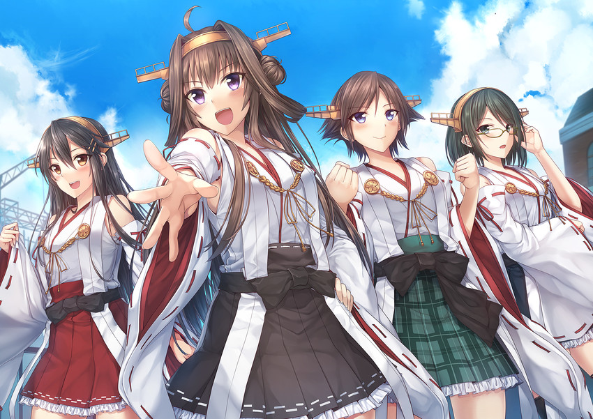 kongou, haruna, hiei, and kirishima (kantai collection) drawn by luzi