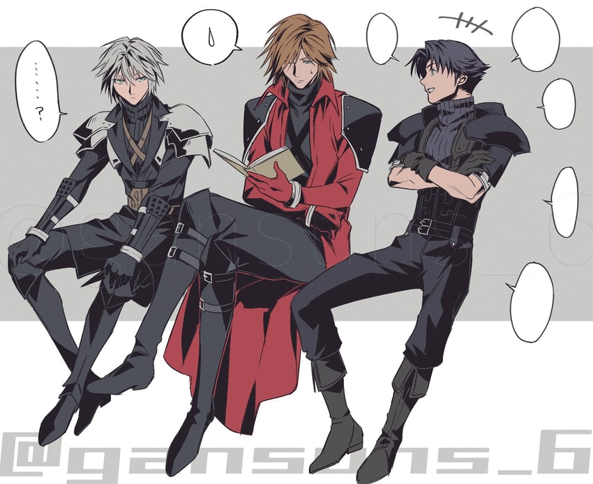 sephiroth, genesis rhapsodos, and angeal hewley (final fantasy and 3 more) drawn by roku_(gansuns)