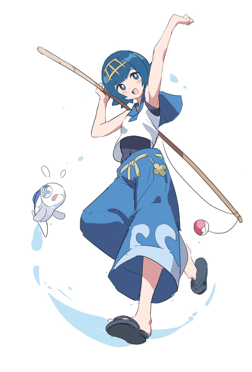 lana and wishiwashi (pokemon and 1 more) drawn by huanxiang_huifeng