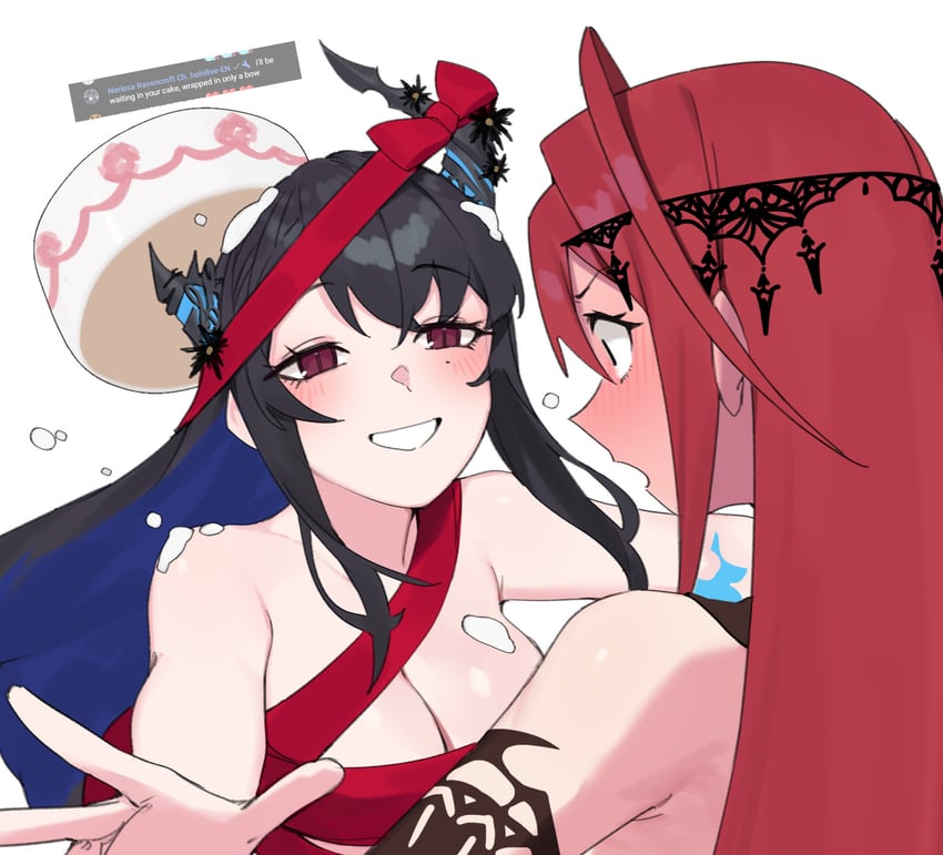 nerissa ravencroft and elizabeth rose bloodflame (hololive and 1 more) drawn by dasdokter